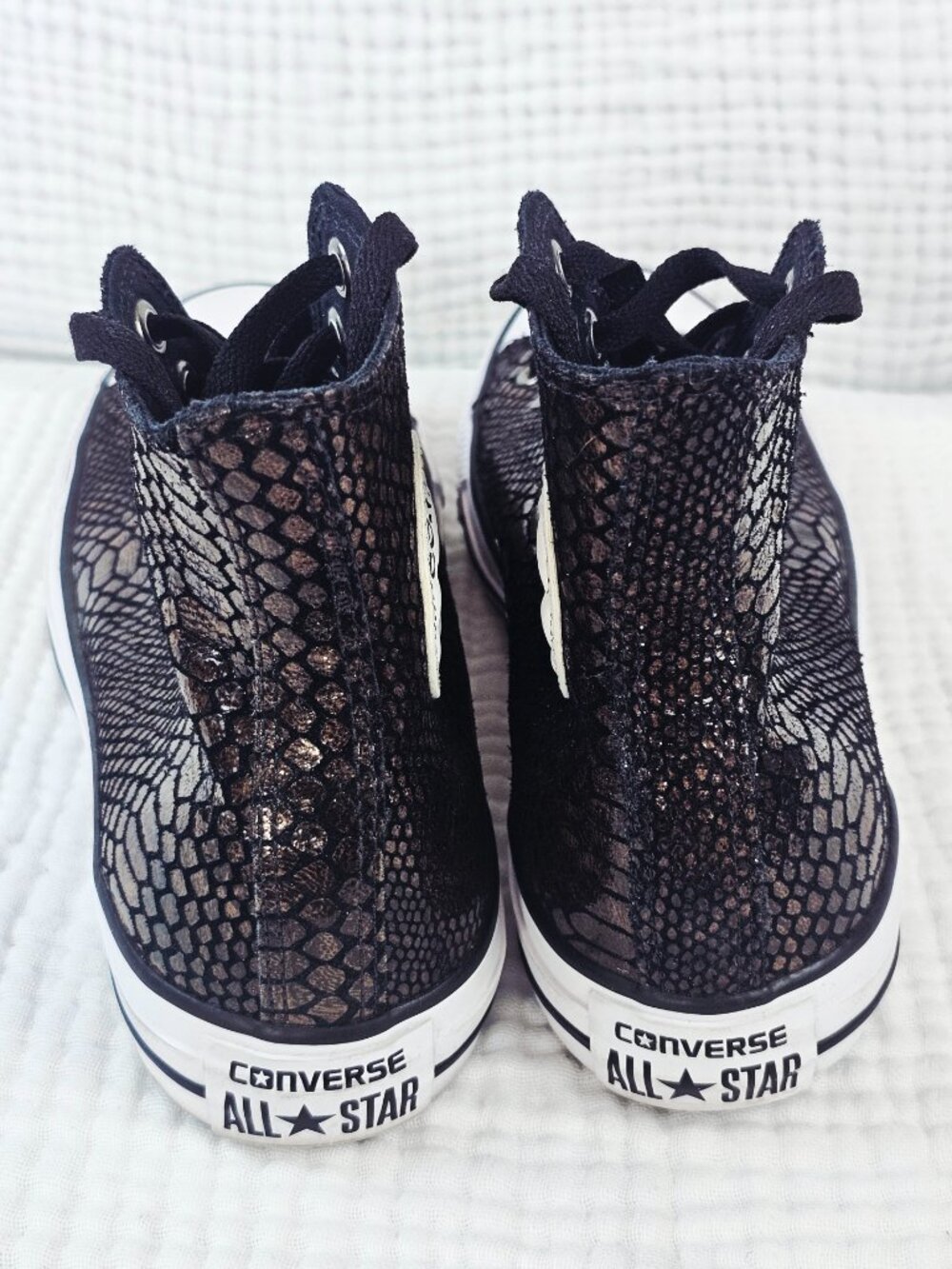 Converse Chuck Taylor Dark Chocolate Brown Snakeskin High Tops, Size Women's 8.5 - Picture 4 of 7
